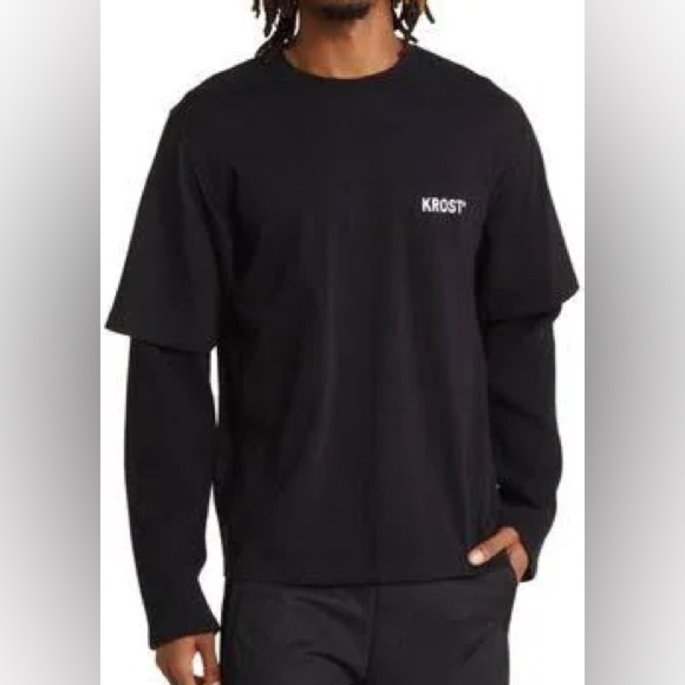 KROST MENS LAYERED TEE BLACK SIZE LARGE NWOT
